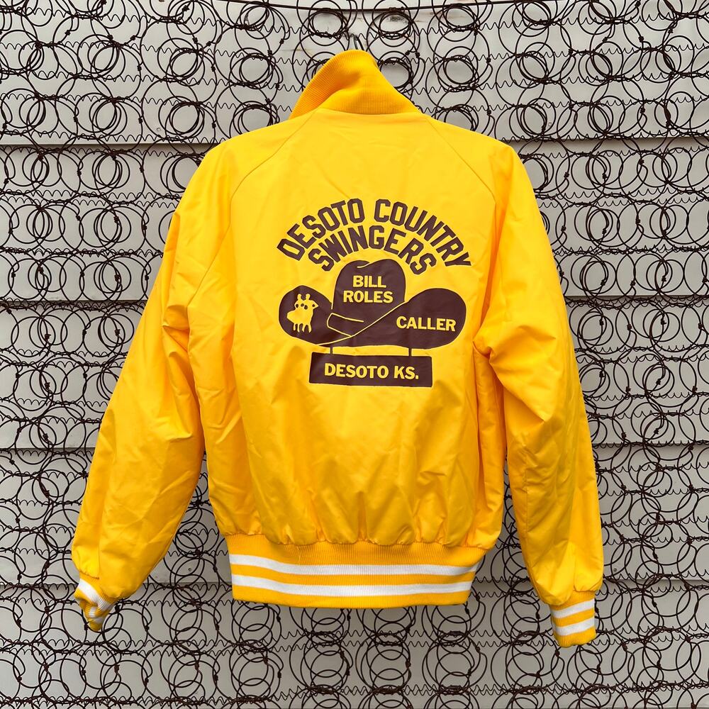 Vintage Square Dance Swingers Varsity Nylon Jacket Elaine De Soto Kansas
